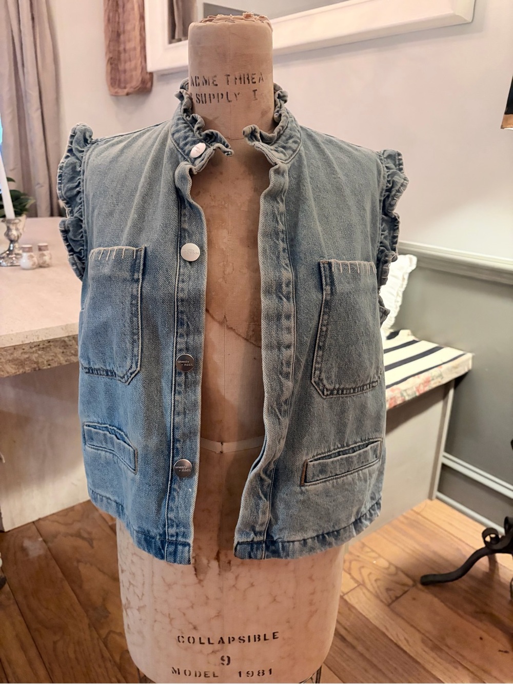 Seventy + Mochi Pablo Denim Vest in Vintage Americana, size US 6.